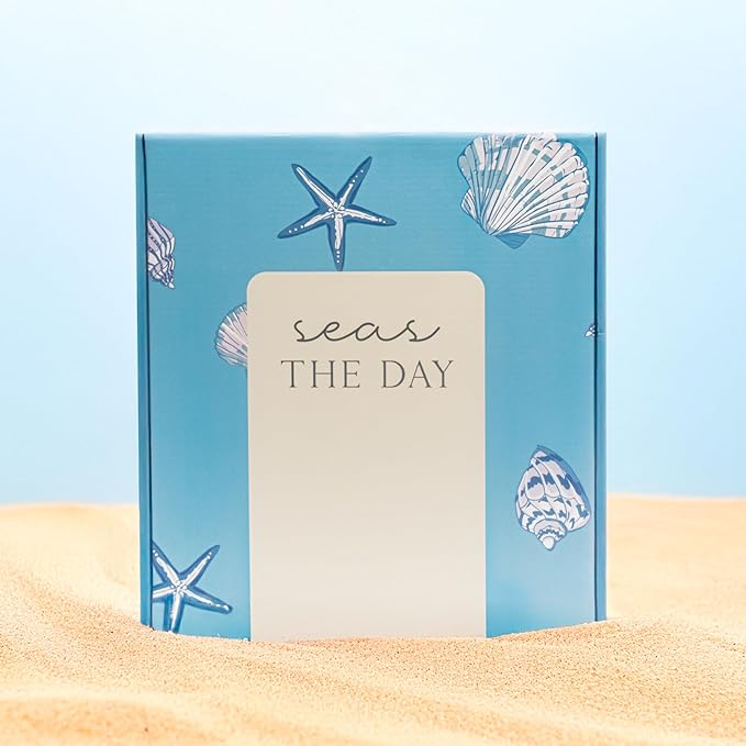 Self Care Gifts for Women. 15pc Gift Box Filled with Ocean Themed Beach Lover Gifts for Her. Thinking of You, Surgery Wellness Kit, Get Well Soon Basket, Birthday Package for Woman