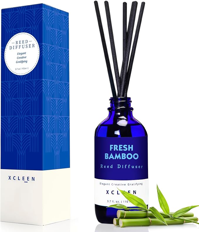 Reed Diffuser, Fresh Bamboo Scented Diffuser with Sticks, Home Fragrance Aromatherapy Oil Diffuser for Bathroom Office Decor