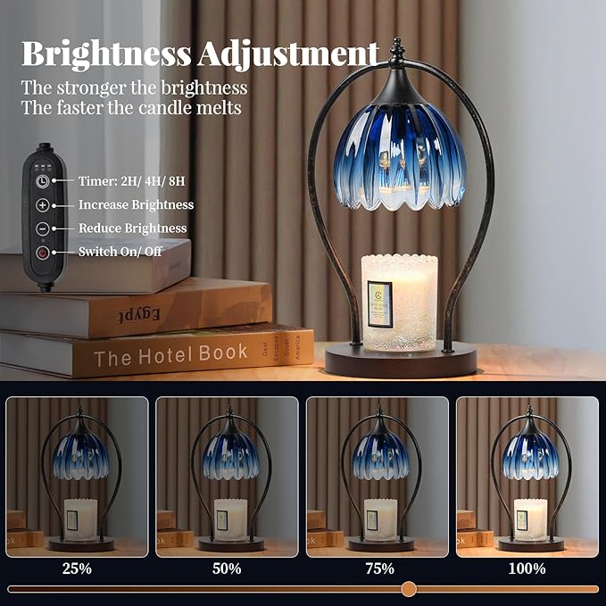 Candle Warmer Lamp with Timer Dimmable: Electric Candle Warmer Birthday Gifts for Women Mom - Candle Lamp Warmer House Warming Gifts New Home Decor - Wax Warmer for Jar Candles with 2 Bulbs