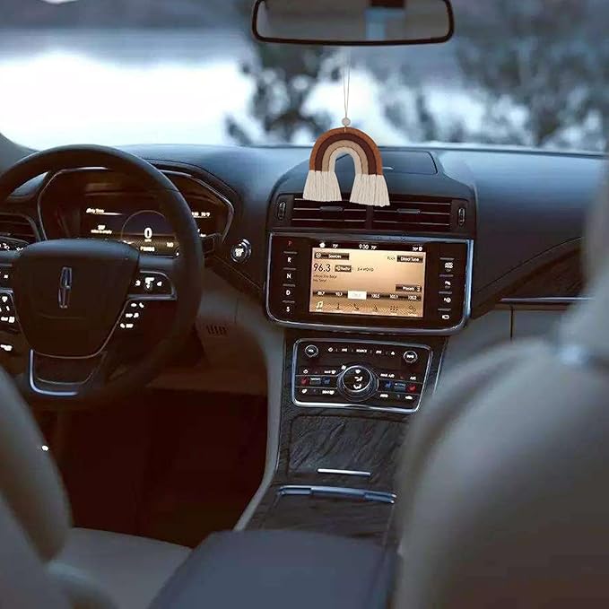 BOHO GARDEN Macrame Bohemian Rainbow Charm - Essential Oil Diffuser for Cars, Baby Nursery, Children’s Bedroom & Home Decor- Colorful Decorative Hanging Air Freshener & Accessories - 3.5x4 - Fudge