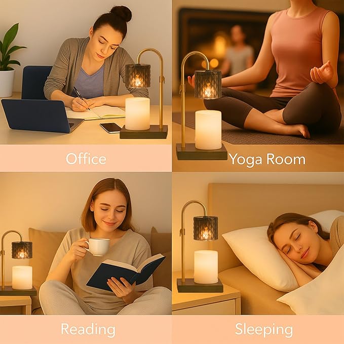 Candle Warmer Lamp with Timer & Dimmer, Adjustable Height Flameless Wax Melt Warmer for Jar Candles, Birthday Gifts for Mom Women Men Friend Sister, House Warming Gift New Home Decor (Grey)