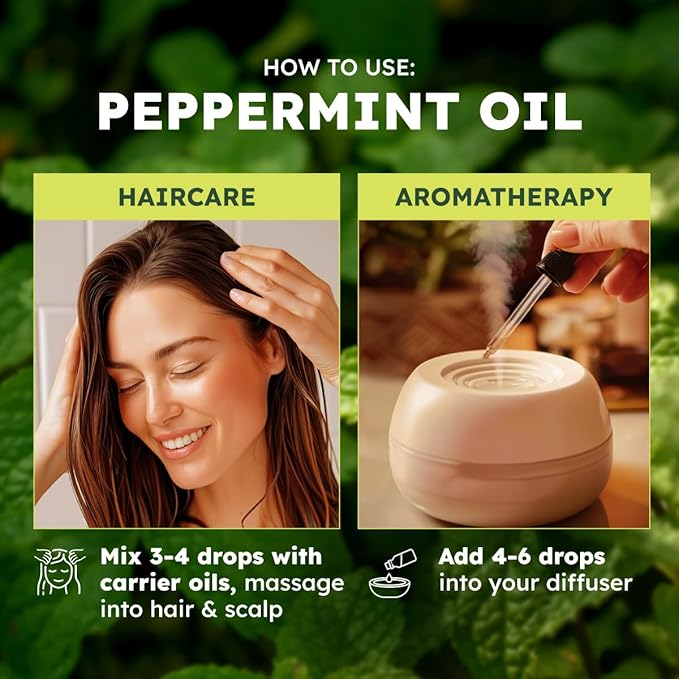 KUKKA Peppermint Essential Oils - 4 Fl Oz - for Hair, Skin, Diffuser, Aromatherapy & DIY Soap Making Scent
