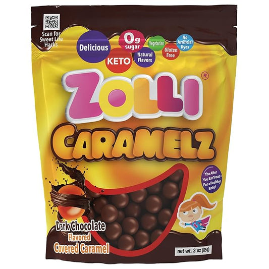 Zollipops Zolli Caramelz Clean Teeth Candy (3 Ounce) - Dark Chocolate