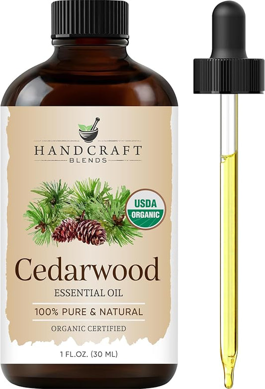 Handcraft Blends Organic Cedarwood Essential Oil – 1 Fl Oz – 100% Pure and Natural – Premium Grade Essential Oil for Diffuser and Aromatherapy