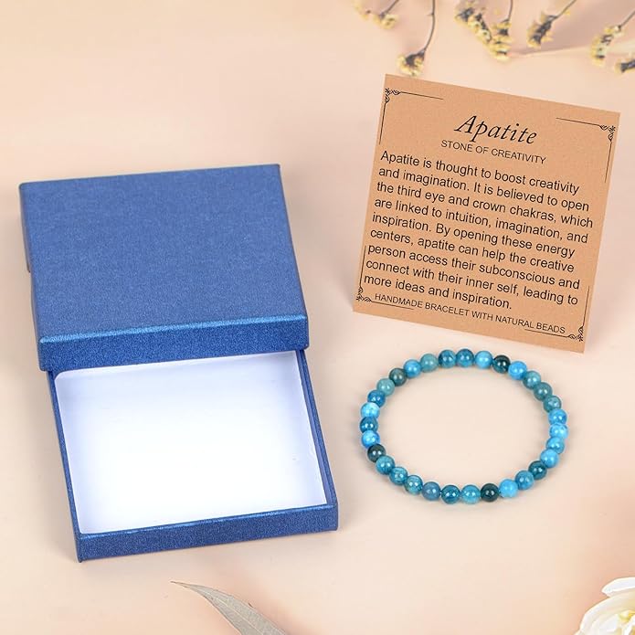 LPBeads Handmade Natural Gemstone Stretch Elastic Bracelet Healing Crystal Round Stone Beads Jewelry Gifts for Women Men