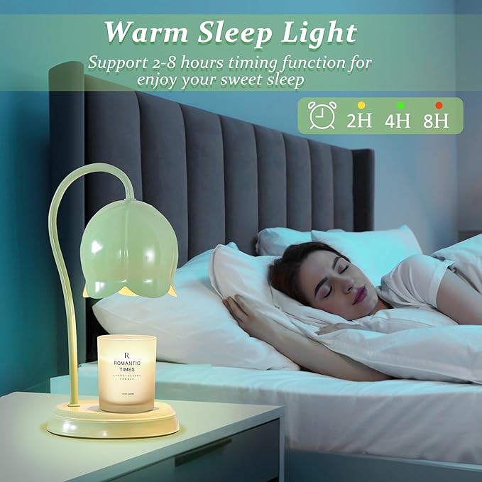 Candle Warmer Lamp Green, Dimmable Scented Wax Melt Warmer with Timer, Lamp Candle Warmer for Womens Gifts, Housewarming Gifts for Home Bedroom Decor, Xmas Birthday Gifts for Mom