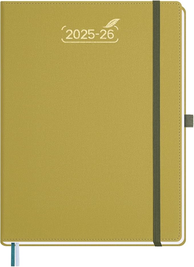 BEZEND 2026 Planner Weekly and Monthly (8.5" x 11"), Large 2-Column Calendar Book (Jul 25-Dec 26), Dual Schedule for Daily Appointment, Inner Pocket & Tabs, PU Leather Hardcover - Mustard
