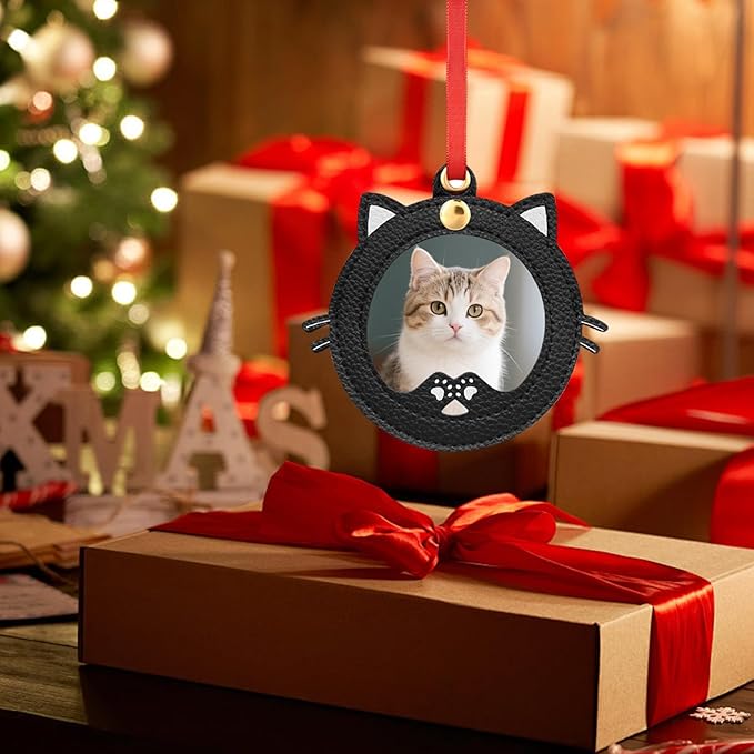 Black Cat-Shaped Mini Photo Frame Christmas Decoration, Mini Cat Picture Frame Xmas Ornaments, Personalized Christmas Decorations Supplies for Family Friends