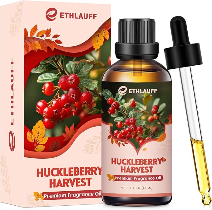 Huckleberry Harvest Essential Oil, 100ml Fall Essential Oil for Diffusers for Home, Autumn Scented Oils for Candle & Soap Making, Bath Bombs, Massage - 3.38FL.OZ