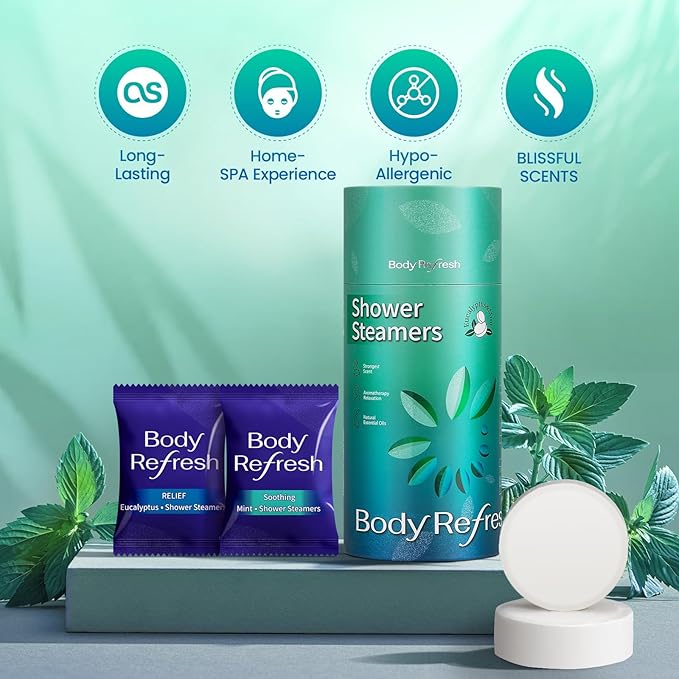 Shower Steamers for Men - 8 Pack Shower Bombs with Essential Oils Eucalyptus Mint Scent, Eucalyptus for Shower, Christmas Gifts Stocking Stuffers for Adults Women Men