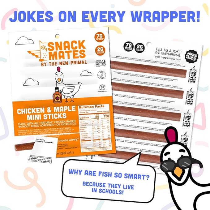 Snack Mates by New Primal Sampler Four Flavor Pack, Mini Meat Sticks, High Protein and Low Sugar Kids Snack, Gluten Free, Soy Free, Paleo, Lunchbox Friendly, 20 Count