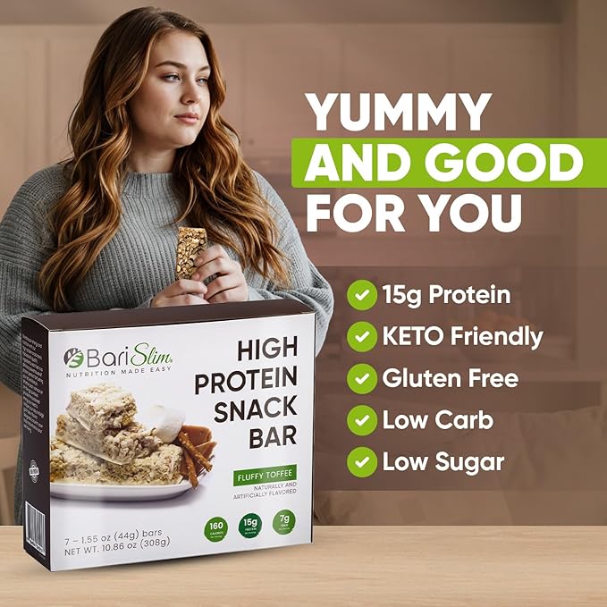 BariSlim High Protein Snack Bar for Bariatric Patients - Nutrient Rich Snack for Post-Surgery Wellness - Ideal for Weight Loss Maintenance & Daily Nutrition | Salted Toffee Pretzel Bar (13 oz)