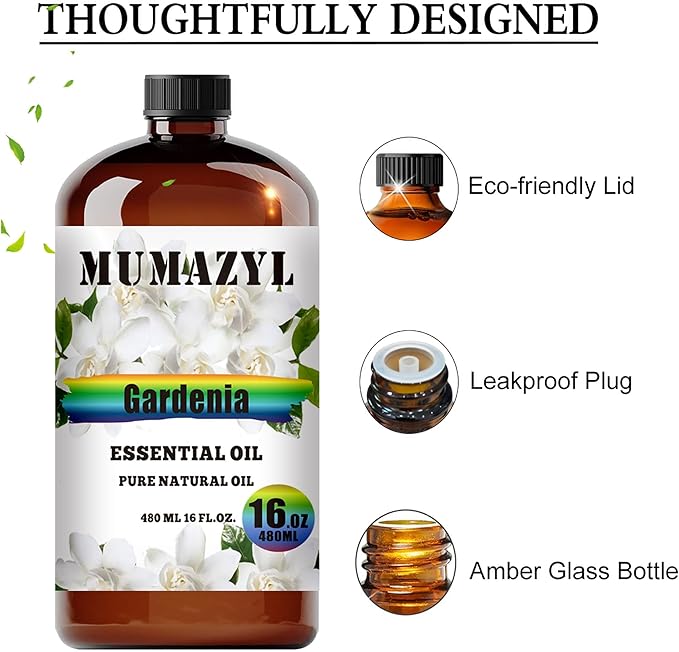 Gardenia Essential Oil, Gardenia Oil 16 Fl Oz 480ML for Diffuser Humidifier Yoga Cleaning DIY Candle Soap Making Essential Oils