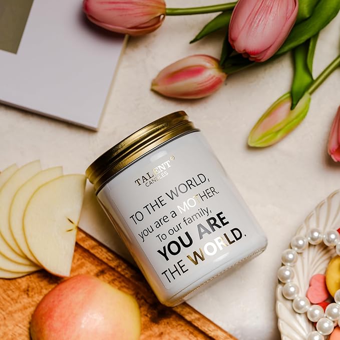 Gifts for Mom from Daughter Son Kids, Warm Night Scented Candle, 8.4oz, Jar, Modern, Gold, Mother's Day