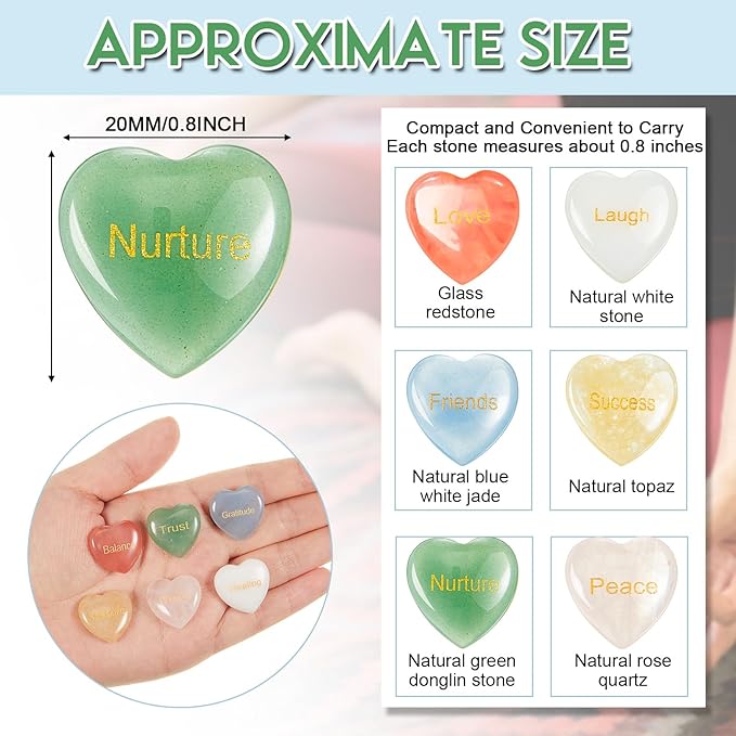 Fabbay 60 Pcs Inspirational Rocks with 30 Different Words, Heart Inspirational Engraved Stones Bulk Encouragement Worry Stones As Meditation Decorations Graduation Gifts for Friends Family (0. 8 Inch)