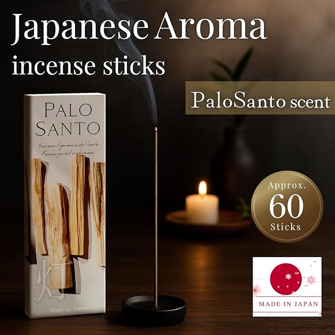 Palo Santo Luxury Incense Sticks 60sticks 100% Natural Wood Aroma Coreless Energy Cleansing No Synthetic Charcoal Free Non Toxic Aromatherapy Meditation Stress Relief Relaxation Yoga Japanese Incense