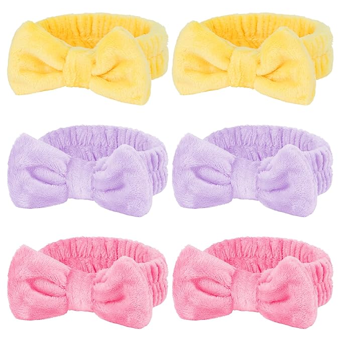Casoty 6 Pcs Spa Headband, Hair Band for Washing Face, Cheetah Makeup Headband, Skincare Headbands, Soft Fleece Hairband for Face Washing Yoga