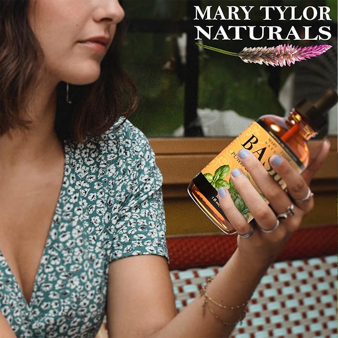 Basil Essential Oil (1 oz), Premium Therapeutic Grade, 100% Pure and Natural, Perfect for Aromatherapy, DIY Projects and Much More by Mary Tylor Naturals