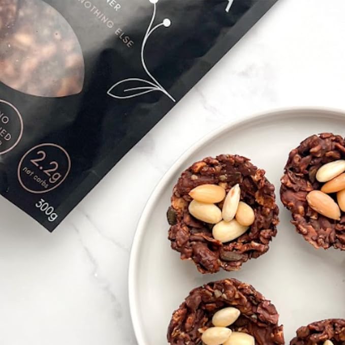 Keto Hana Keto Nut Granola (11oz), Cocoa Flavored- Low Carb, Low Calorie, High Protein (2g Net Carbs)