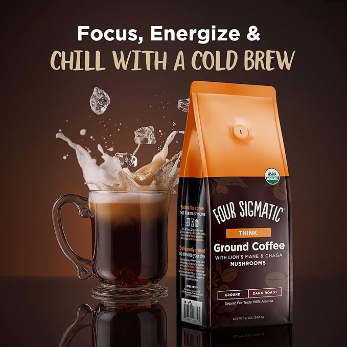 Four Sigmatic Calm Mushroom Cacao + Focus Ground Coffee Bundle | Organic Instant Cacao with Reishi to Support Calm, and Organic Coffee with Lion's Mane and Chaga for Better Focus and Immune Support