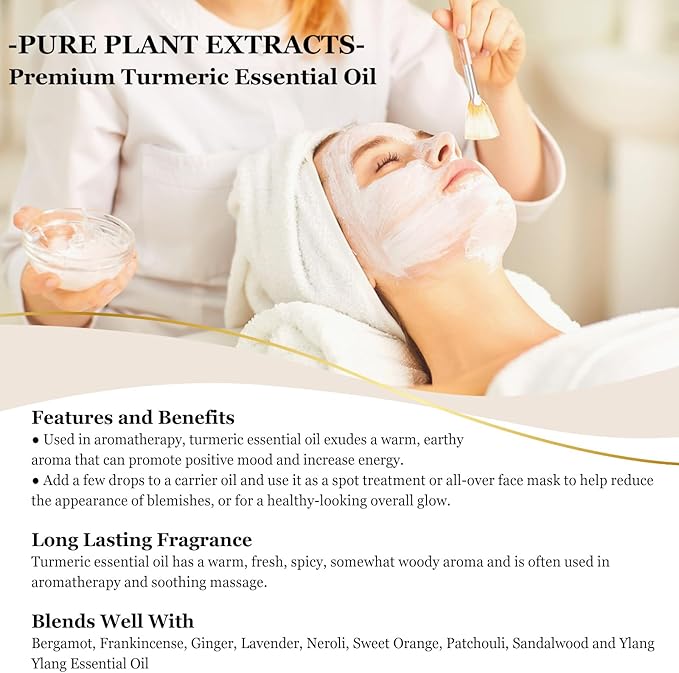 EUQEE Turmeric Essential Oil 118 ml Pure Turmeric Essential Oil for Diffusers, Candle Making, DIY Soap - 4Fl. Oz