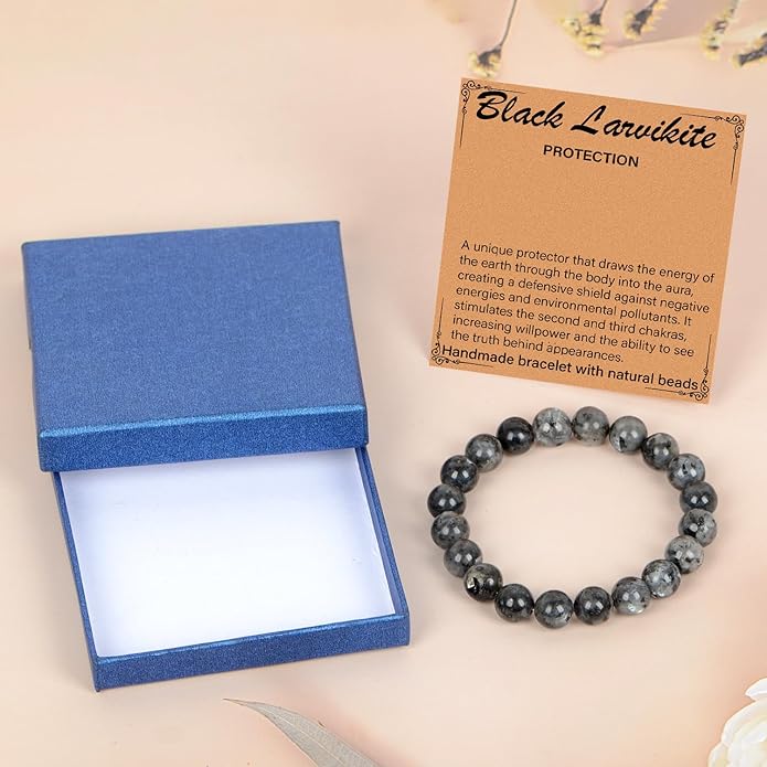 LPBeads Handmade Natural Gemstone Stretch Elastic Bracelet Healing Crystal Round Stone Beads Jewelry Gifts for Women Men