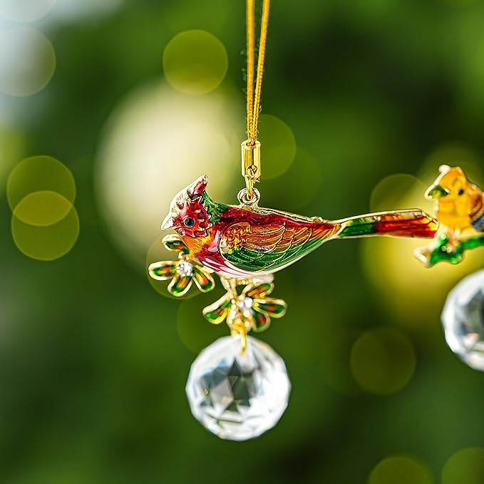 H&D HYALINE & DORA Color Bird Hanging Ornament 6Pcs Colorful Cardinal Christmas Tree Ornaments Flying Bird Ornament Xmas Decoration Birds Gift for Men Women