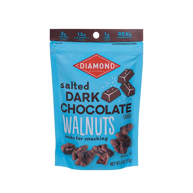 Diamond of California Salted Dark Chocolate Walnut Snack Nuts, 4 oz.