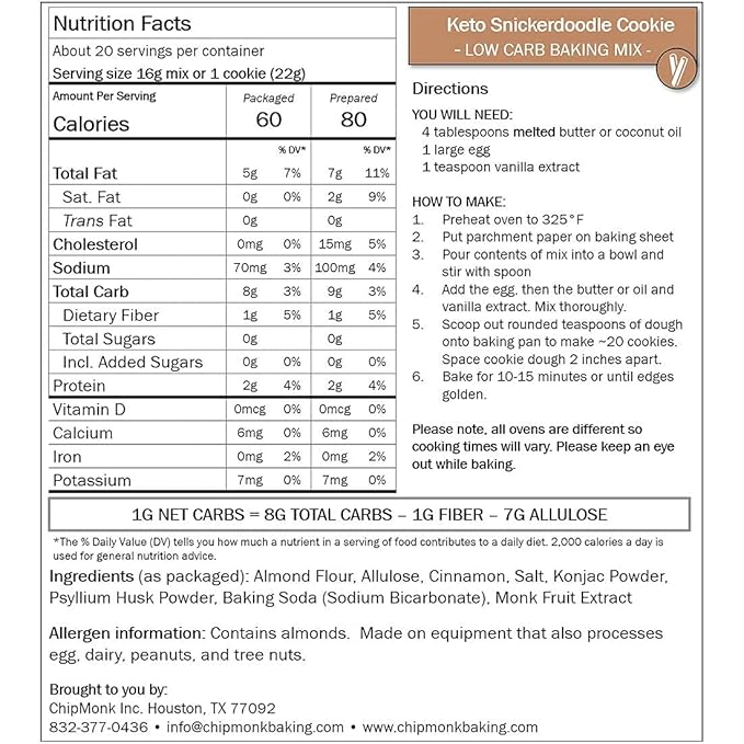 ChipMonk Cookie Mix - Zero or Low Carb Keto Friendly Snacks, Dessert, Cookies, Gluten-Free, High Fat and Protein, Low Sugar Sweet Snack Foods, Ketogenic Diet or Diabetics - Healthy, Nutrition Treats