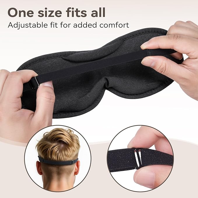 3D Sleep Mask Blackout – Ultra-Slim & Lightweight, Eye Masks Covers for Sleeping, Side Sleeper,Bulk, for Men Women,lash Extensions,Travel Nap Airplane,Night Time,Soft&Breathable (Black)