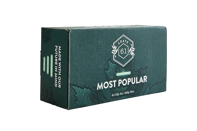 Crate 61, Handmade in Canada, Plant Based Cold Process Natural Bar Soap, With Premium Essential Oils, Dry Skin, Pack of 6 (Most Popular)