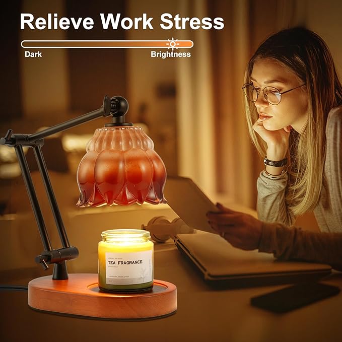 Candle Warmer Lamp With 2 Bulbs, Dimmable With Timer, 2H/4H/8H Timer, Adjustable Height & Heat, Electric Lamp Compatible With Large Jar Candle