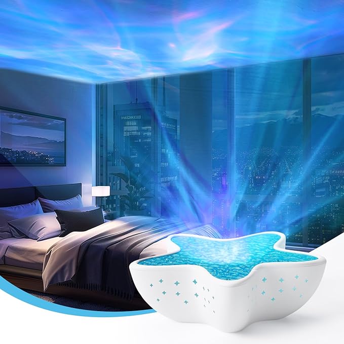 Galaxy Star Projector Light - 8-Color 3D Ocean Wave Water Ripple Night Lamp, Kids Bedroom & Living Room Decor, Romantic Gift