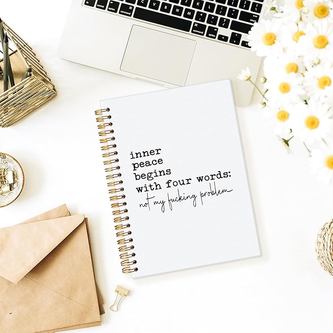 Funny Office Notebooks for Work, Funny Notebooks Gifts for Coworkers，Sarcastic Gifts, Work Journals for Men Women, Not My Problem Hardcover Spiral Notebook 5.5x8.3