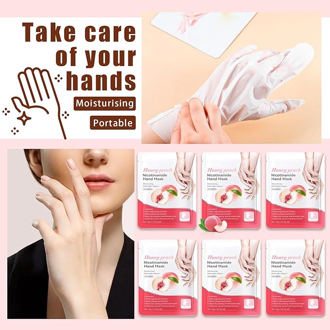 6 Pairs Hand Mask for Dry Cracked Hands,Nourishing Moisturizing Gloves,Hands Moisturizer for Deep Moisturizing,Silky Smooth Moisturizing Gloves,Hand Care Mask Set(G)