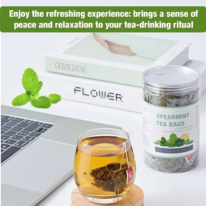 45 Spearmint Tea Bags - Traditional Herbal Mint Tea - Dried Spearmint Leaves - Caffeine-Free