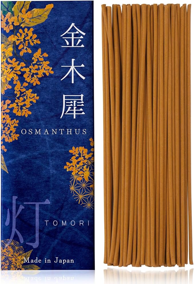 Osmanthus Premium Japanese Incense Sticks 60sticks Coreless Low Smoke Natural Charcoal Free Non Toxic Aromatherapy Meditation Calming Stress Relief Relaxation Yoga TOMORI