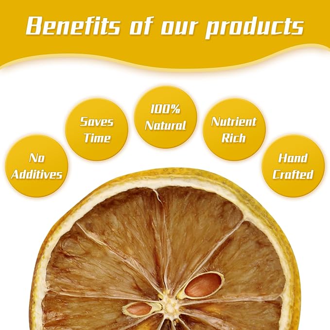 Haomly Dried Lemon Slice Wheels |5.3oz/150g| 100% Natural Dehydrated Lemons for Cocktails,Garnishing,Cooking, Baking, Drinks,Crafts |No Added Sugar Dry Lemon Tea |No Additives