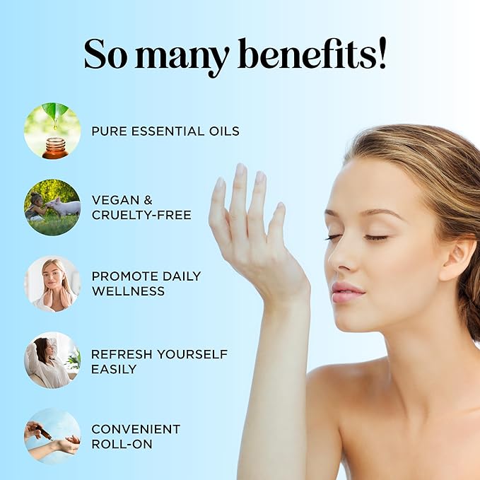 Headache Roll on Essential Oils - Aromatherapy Essential Oils Sets Variety Pack with Peppermint Clarify and Breathe Essential Oil Roll Ons - Fun & Cute Wellness Gift for Young Women Teens & Girls