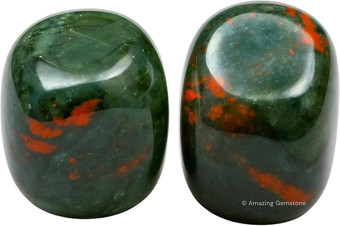 Amazing Gemstone African Bloodstone Crystals and Healing Stones Tumbled - 1 oz African Bloodstone Stone, Healing Stones for Energy Balance, Premium Polished Gems Rocks for Meditation and Wellness