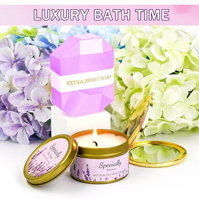 Birthday Gifts for Women Friendship Self Care Package Gifts for Women Get Well Soon Gift Baskets Relaxing Blanket Gifts Box for Sister Mom Wife Friend Her Fantasy Box (Purple)