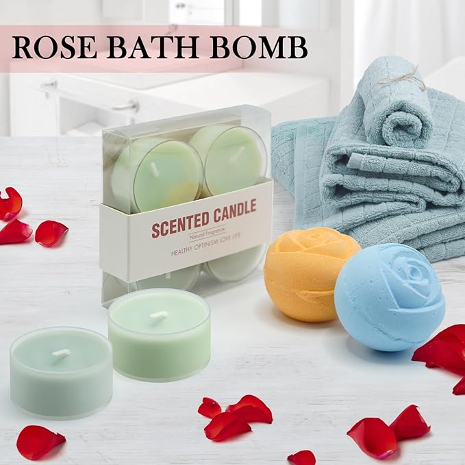 Bath Bombs for Women - 16 Pcs Handmade Natural Essential Oils Rose Bath Bombs, Home Spa Fizzies Bubble Bath, Birthday Gifts for Her Self Care Gifts for Mom Wife (16)