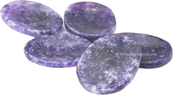 Amazing Gemstone Lepidolite Worry Stone Crystals and Healing Stones - Worry Stones for Stress Relief Gifts - Piedra Crystal Fidget for Meditation, Calming, Relaxation -