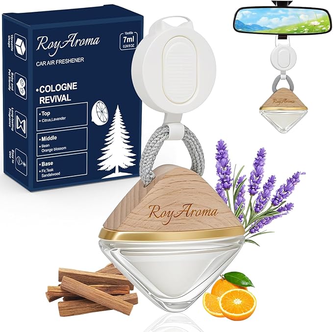 Cologne Car Air Freshener for Women & Men | Hanging Auto Scent Diffuser with Adjustable Rope | Long Lasting Car Fresheners with Essential Oils for Cars, Home, Office