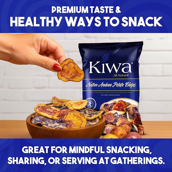 KIWA Native Andean Potato Chips - Healthy Veggie Snacks - Vegetable Snacks for Kids & Adults - Deliciously Crunchy Kettle-Cooked Chips - Gluten-Free & Non-GMO (3 Individual Snacks Pack)