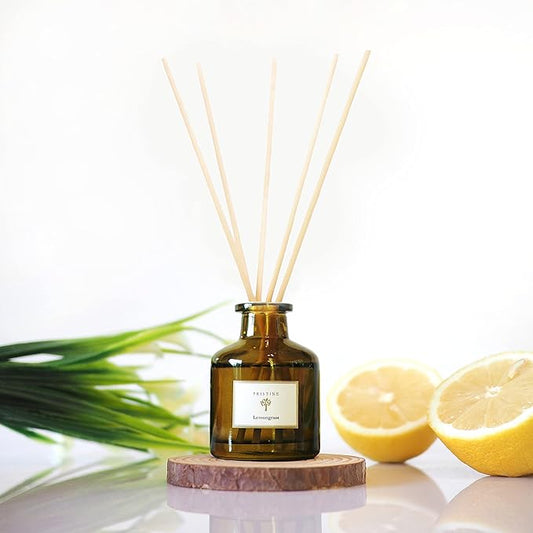 PRISTINE Lemongrass Reed Diffusers for Home & Bathroom | Fresh Lemongrass & Citronella Room Fragrance, Oil & Room Diffusers with Reeds Stick | Refreshing Home Fragrance Scent
