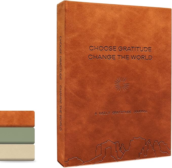 Gratitude Gifted 5-Minute Guided Gratitude Journal – Daily 180 Prompts, Self-Care Mindfulness & Reflection, Leather Hardcover, Undated to Foster Happiness, Wellness, Positivity for Men & Women