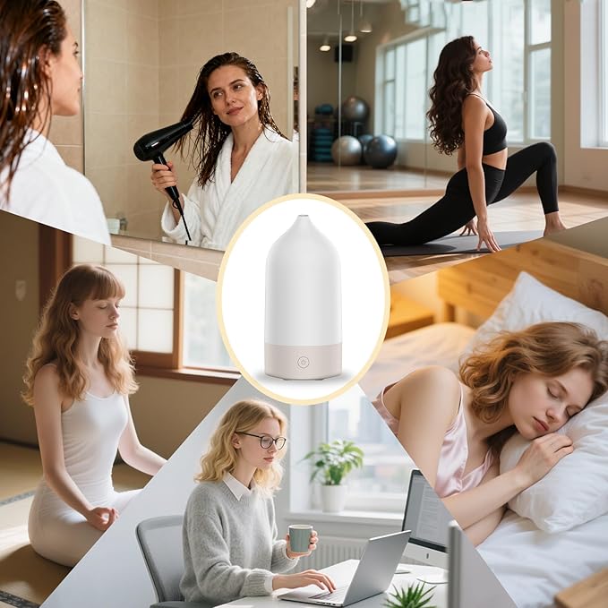 Essential Oil Diffuser, 120ml 3-in-1 Aromatherapy Diffuser Small Ultrasonic Cool Mist Humidifier with 7 Color Changing Night Lights, Quiet Sleep Auto Shut-Off Function for Home Office Yoga