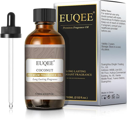 EUQEE Coconut Fragrance Oil, Premium Essential Oil Scented Oil with Glass Dropper for Aromatherapy, Soap Candle Making - 2.02 Fl oz/ 60ml