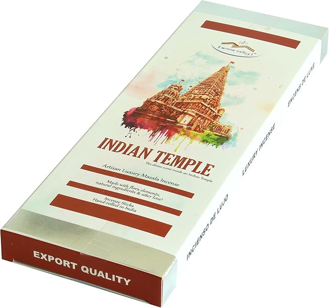 Indian Temple Incense Sticks - Artisan Luxury Masala Incense - Handmade Long-Burning Incense 20+ Sticks - Divine Scent for Home & Meditation